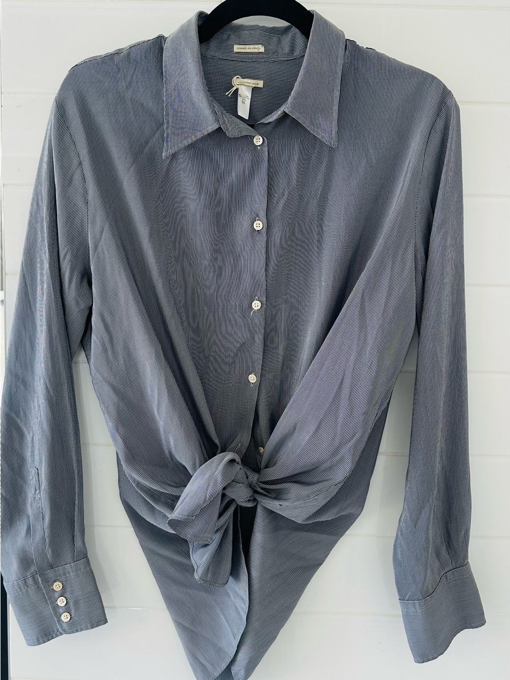 Massimo Alba 💯Italian Silk Button-Front Shirt- Slate Gray Relaxed Tailoring
